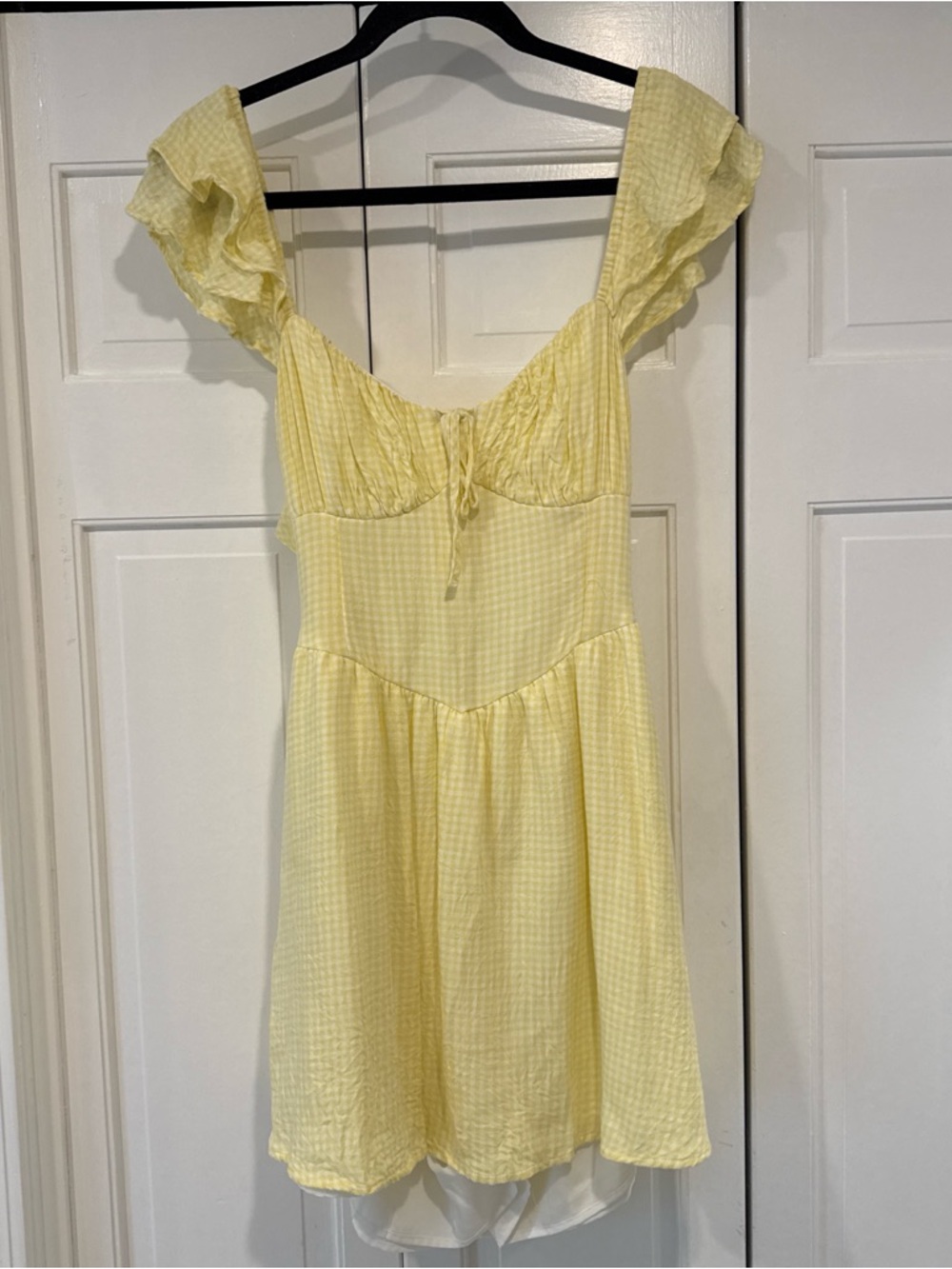 Hollister Yellow Gingham Ruffle Mini Dress